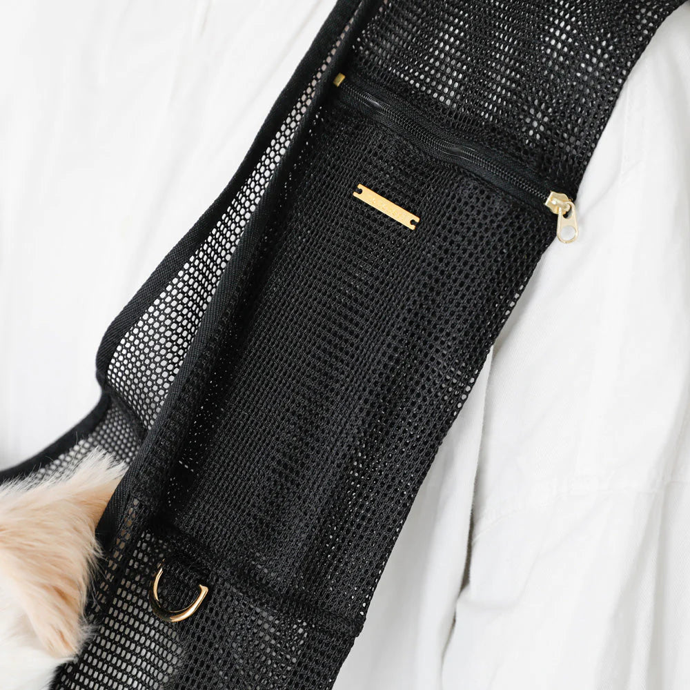 Mesh Dog Sling in Beige or Black Carry MONCHERI   