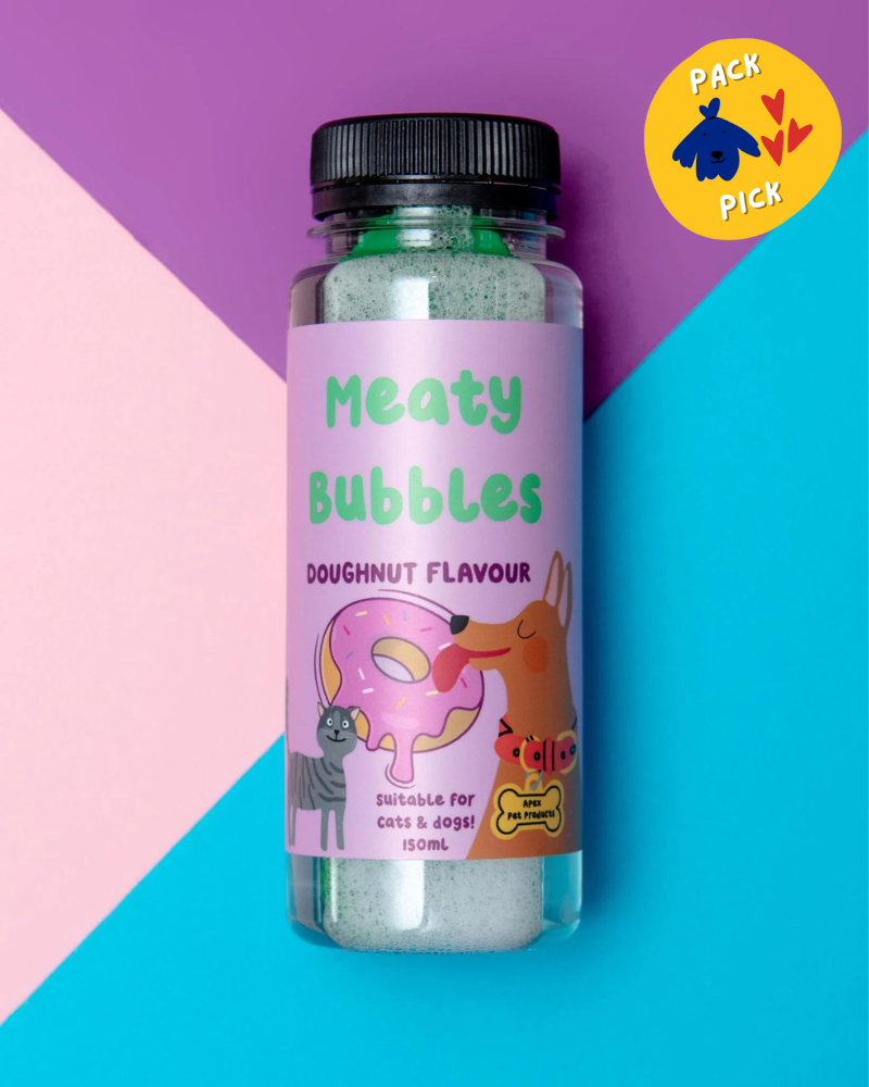 Doughnut Flavored Bubbles for Dogs & Cats (Vegan, Gluten Free and Halal Safe!) Play MEATY BUBBLES   