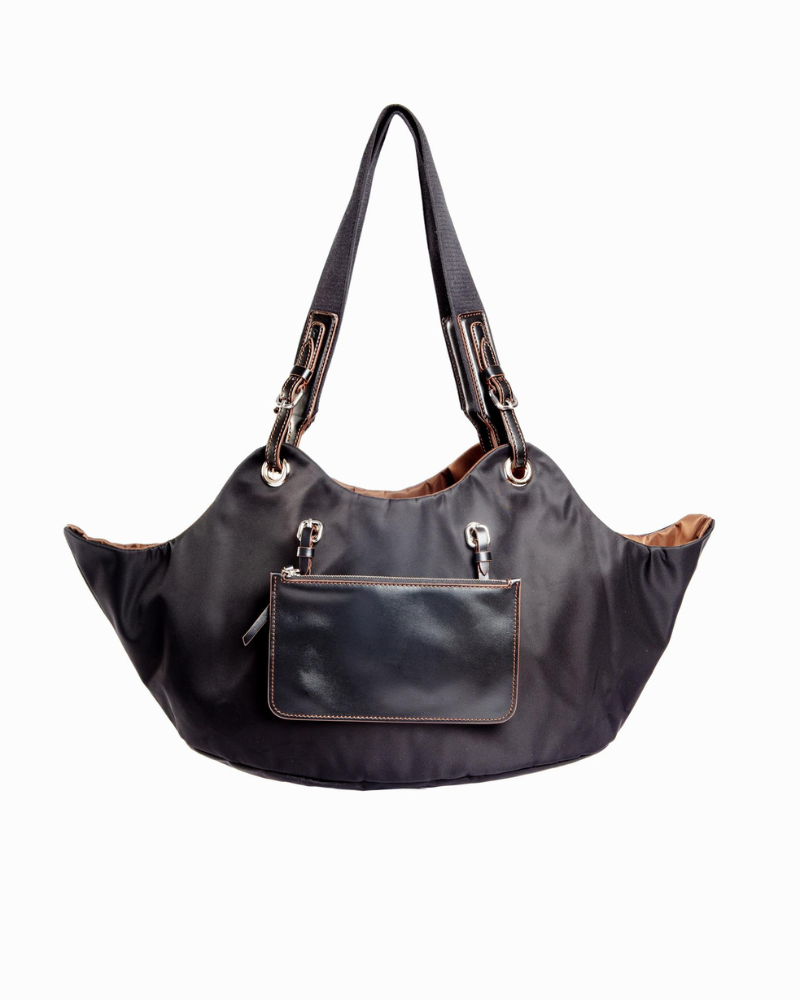 Tulip Reversible Nylon Dog Bag in Black + Chocolate (Made in Italy) Carry CARLOTTA PALERMO