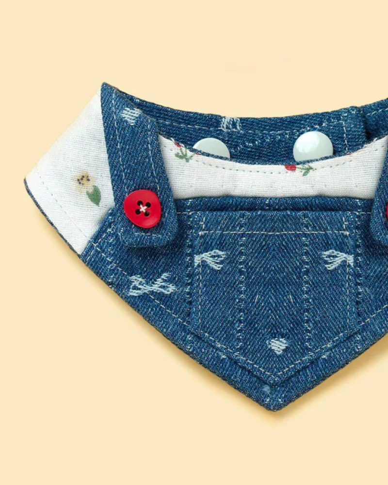 Reversible Denim Overalls Dog Bandana Wear BARKBARK BABY