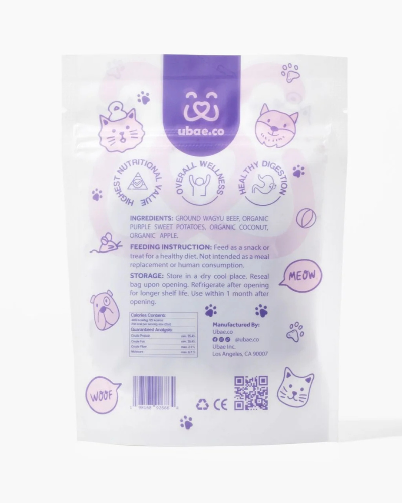 Ube Sweet Potato & Wagyu Beef Bites for Dogs & Cats (Made in the USA) EAT UBAE