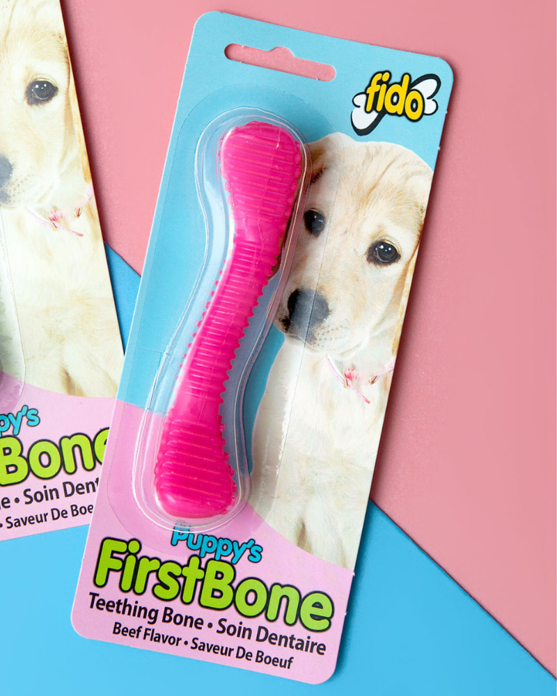 Puppy's First Bone Teething Toy (Made in the USA) Play FIDO Pink  