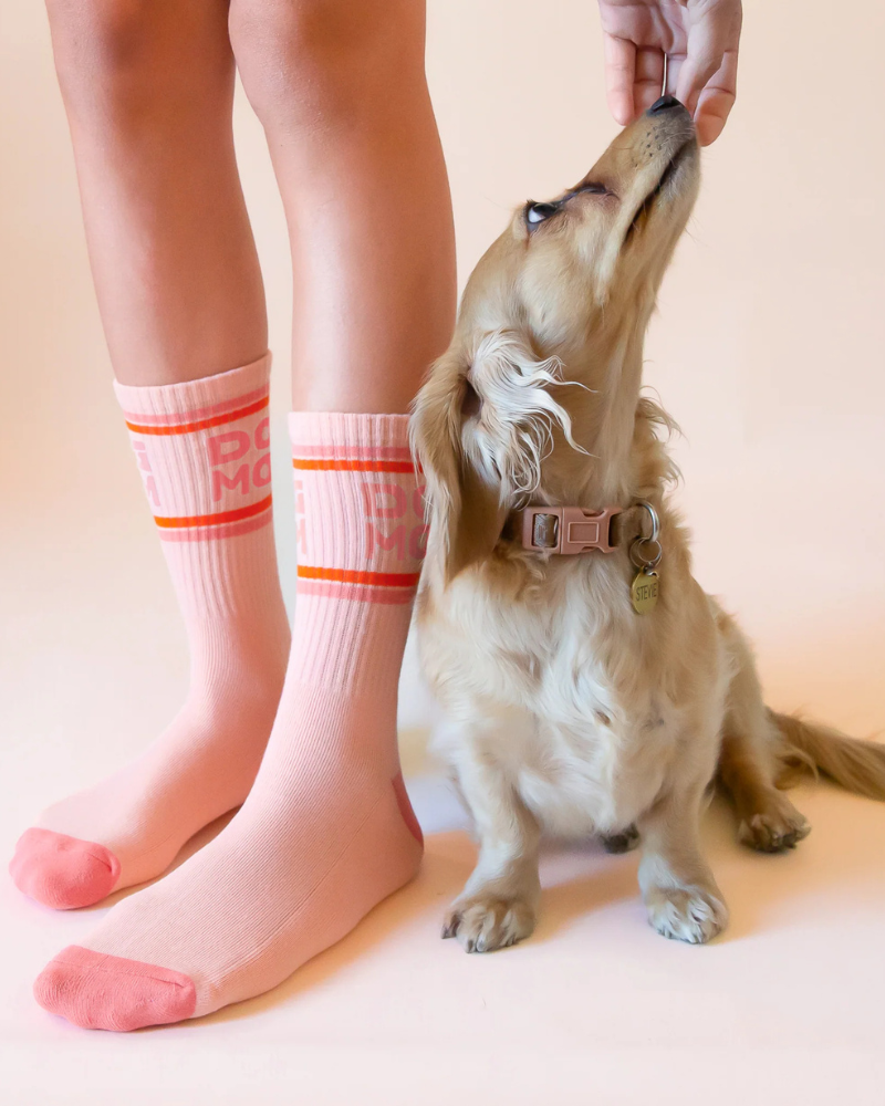 Dog Mom Striped Ribbed Crew Socks HOME SUNSHINE STUDIOS