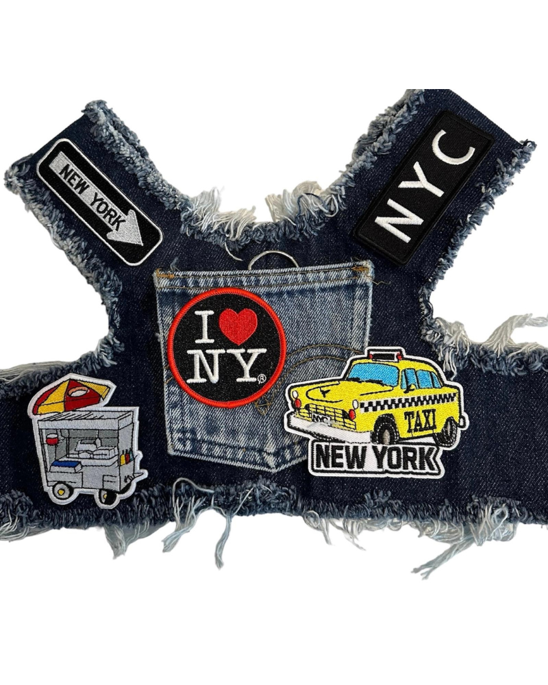 NYC Denim Dog Harness (Dog & Co. Exclusive) WALK HEADS OR TAILS PUP   