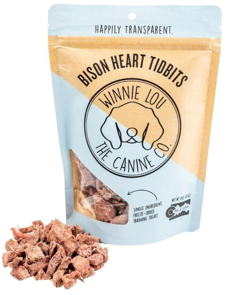 Bison Heart Tidbits Freeze-Dried Dog Treats Eat WINNIE LOU   