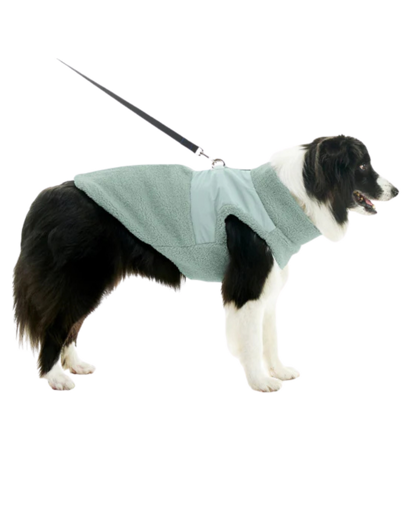Zip Up Sherpa Dog Harness Vest in Green Wear GOOBY
