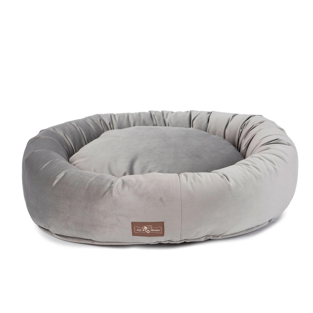 Donut Dog Bed in Vintage Velour (Direct-Ship)<br>(Made in the USA) HOME JAX & BONES Small Seal 