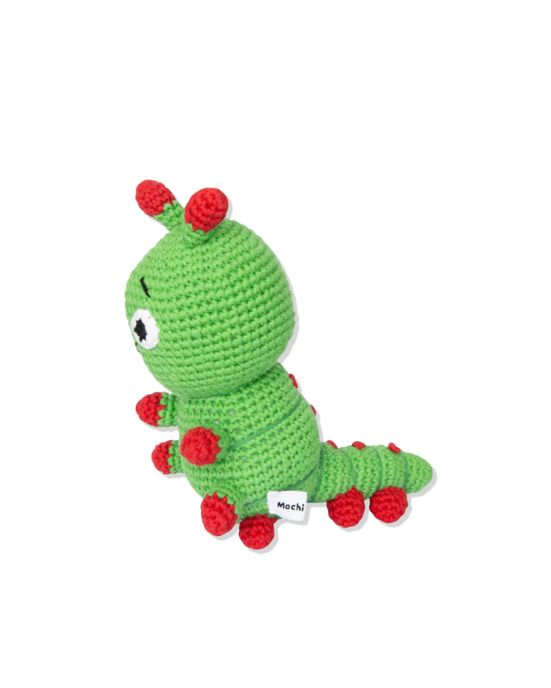 Carlos the Caterpillar Squeaky Knit Dog Toy Play MOCHI & KONA