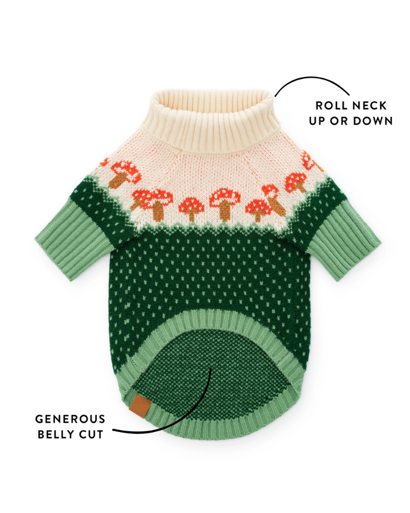 Mushroom Toadstool Knit Dog Sweater Wear THE FOGGY DOG