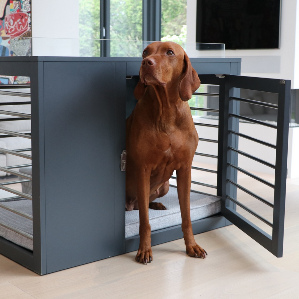 Moderno Dog Crate in Grey<br>(Direct Ship) Dog Beds BOWSER'S PET PRODUCTS   