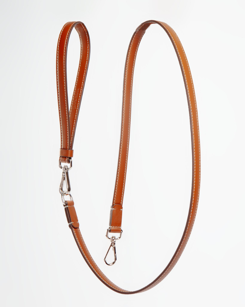 Leather Dog Leash in Tobacco Brown (Made in Italy) Walk CARLOTTA PALERMO