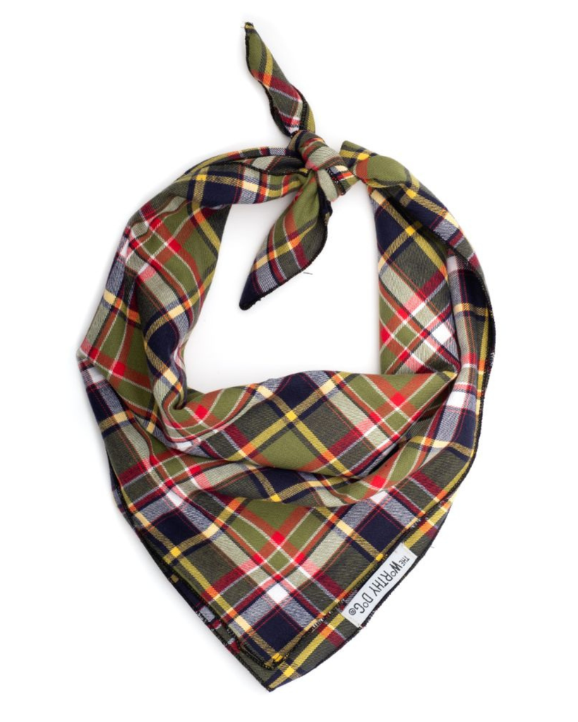 Olive & Oak Tartan Dog Bandana Wear THE WORTHY DOG