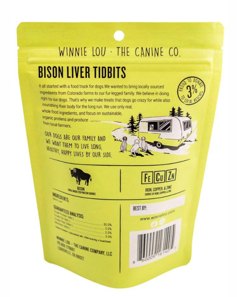 Bison Liver Tidbits Freeze-Dried Dog Treats Eat WINNIE LOU   