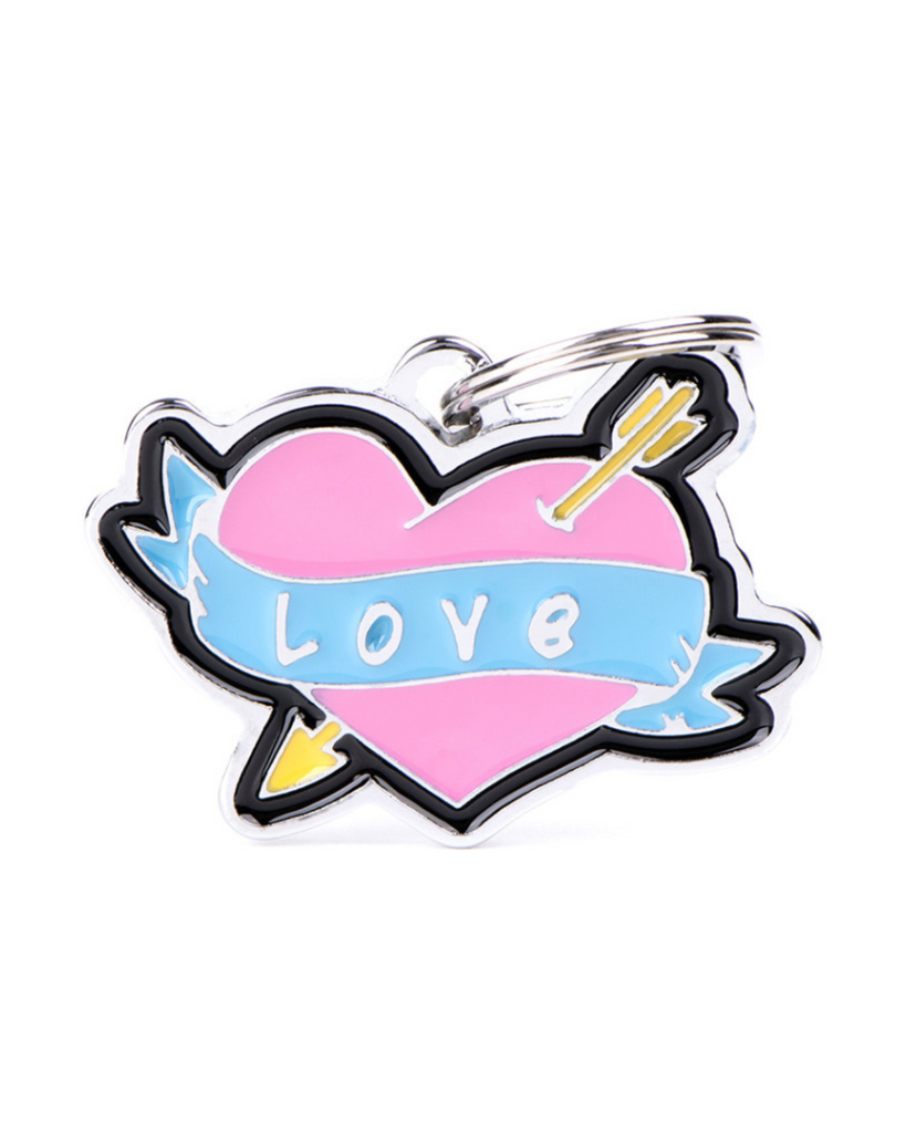 Love Stuck Custom Heart Pet ID Tag Wear MY FAMILY   