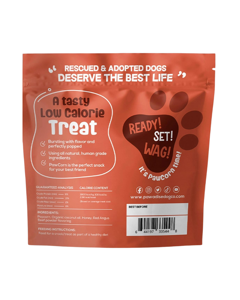 Pawcorn Dog Treats in Red Angus Beef Flavor (Made in the USA) eat PAWADISE DOG CO.   