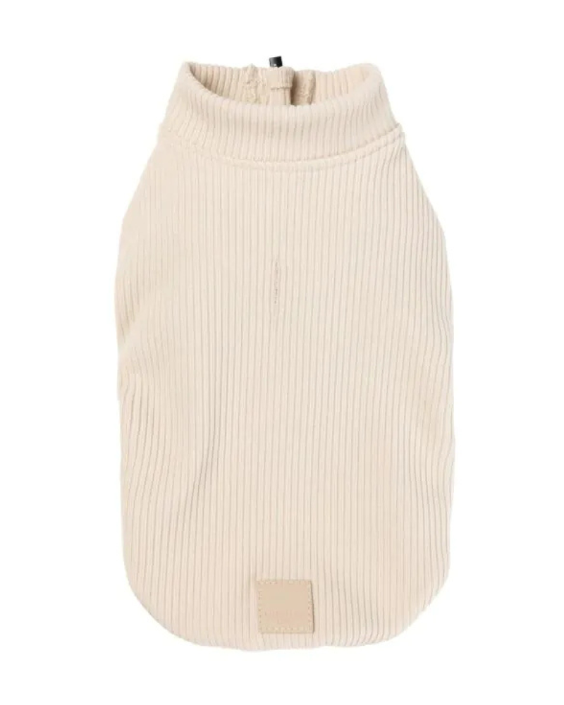 Ribbed Knit Dog Pullover in Sandstone Wear FUZZYARD