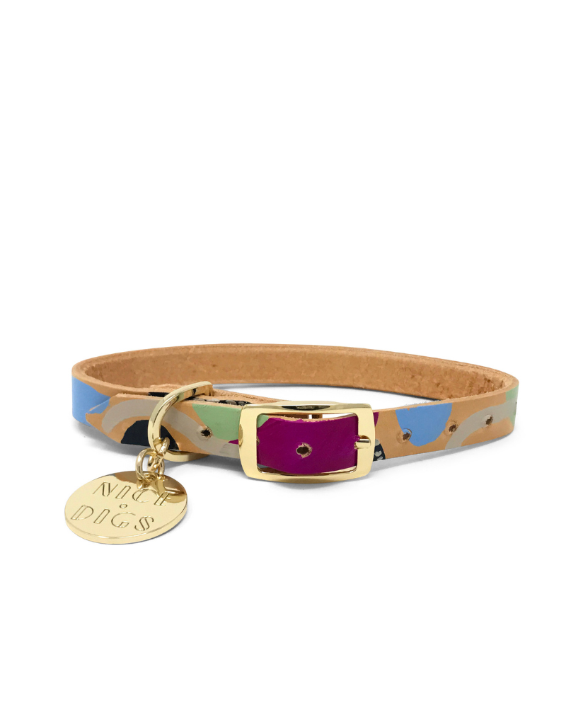 Snakes & Ladders Leather Dog Collar WALK NICE DIGS X-Small  