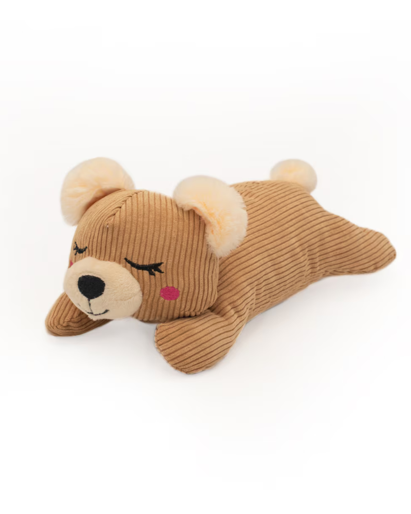 Snooziez Bear Plush Dog Toys with Silent Shhhqueaker Play ZIPPY PAWS