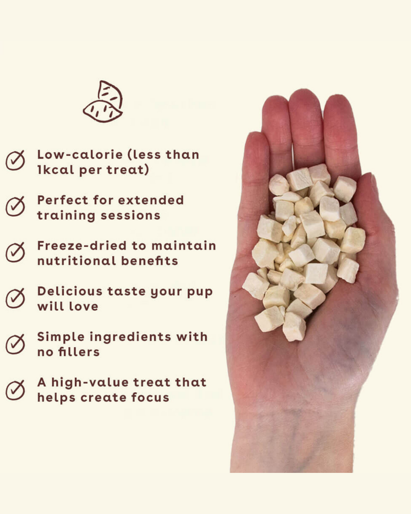 Freeze dried sweet top potato dog treats