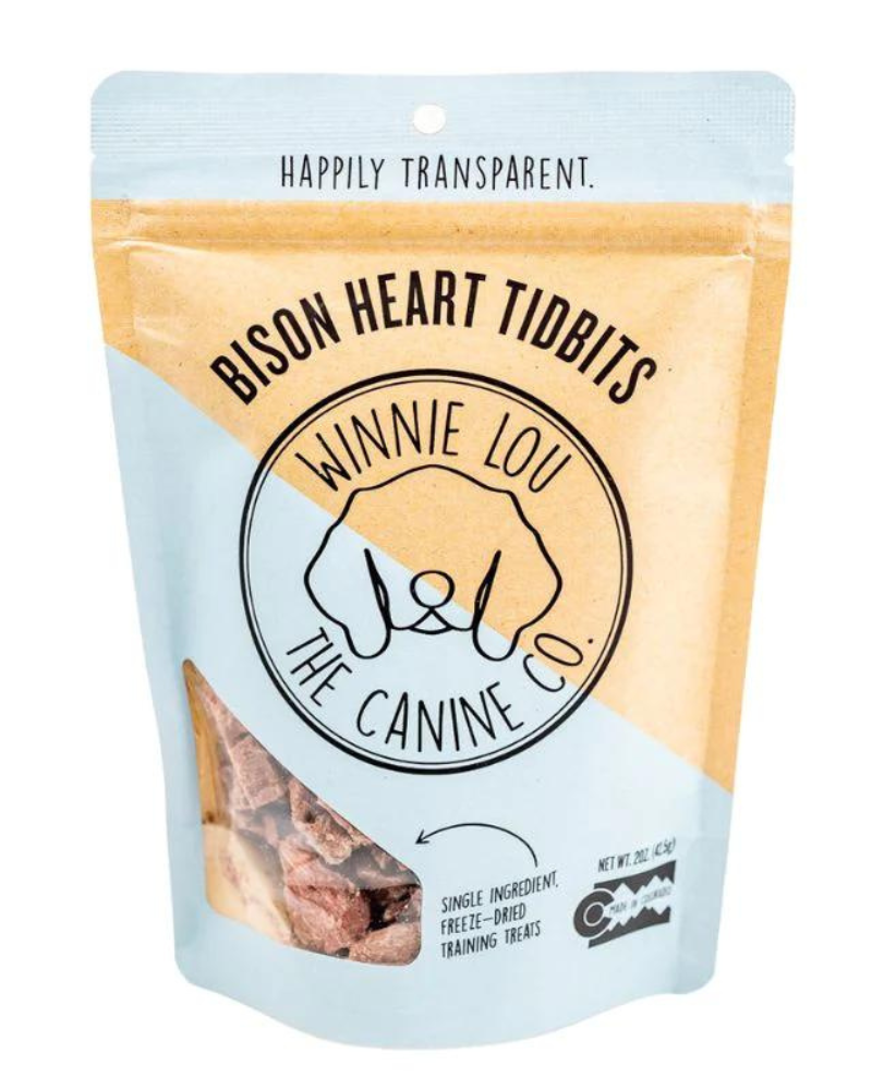 Bison Heart Tidbits Freeze-Dried Dog Treats Eat WINNIE LOU   