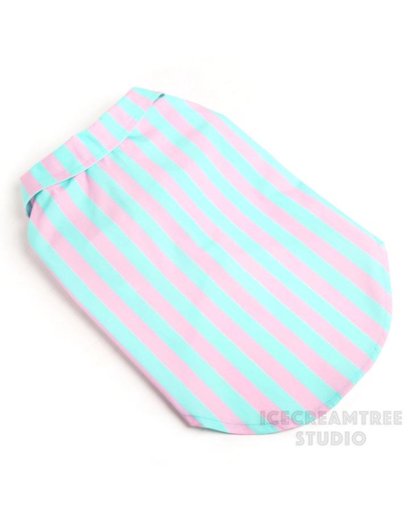 Stripey Poolside Button-Down Dog Shirt (Made in the USA) Wear ICECREAMTREE STUDIO