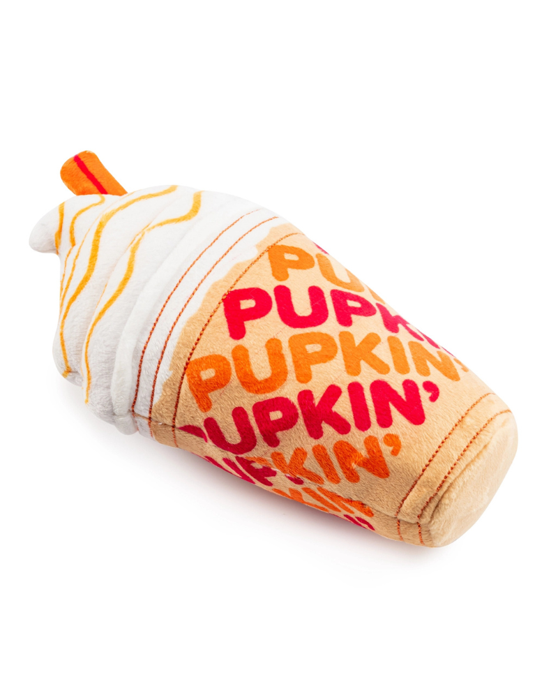 Pupkin' Donuts Iced Coffee Squeaky Plush Dog Toy Play HAUTE DIGGITY DOG