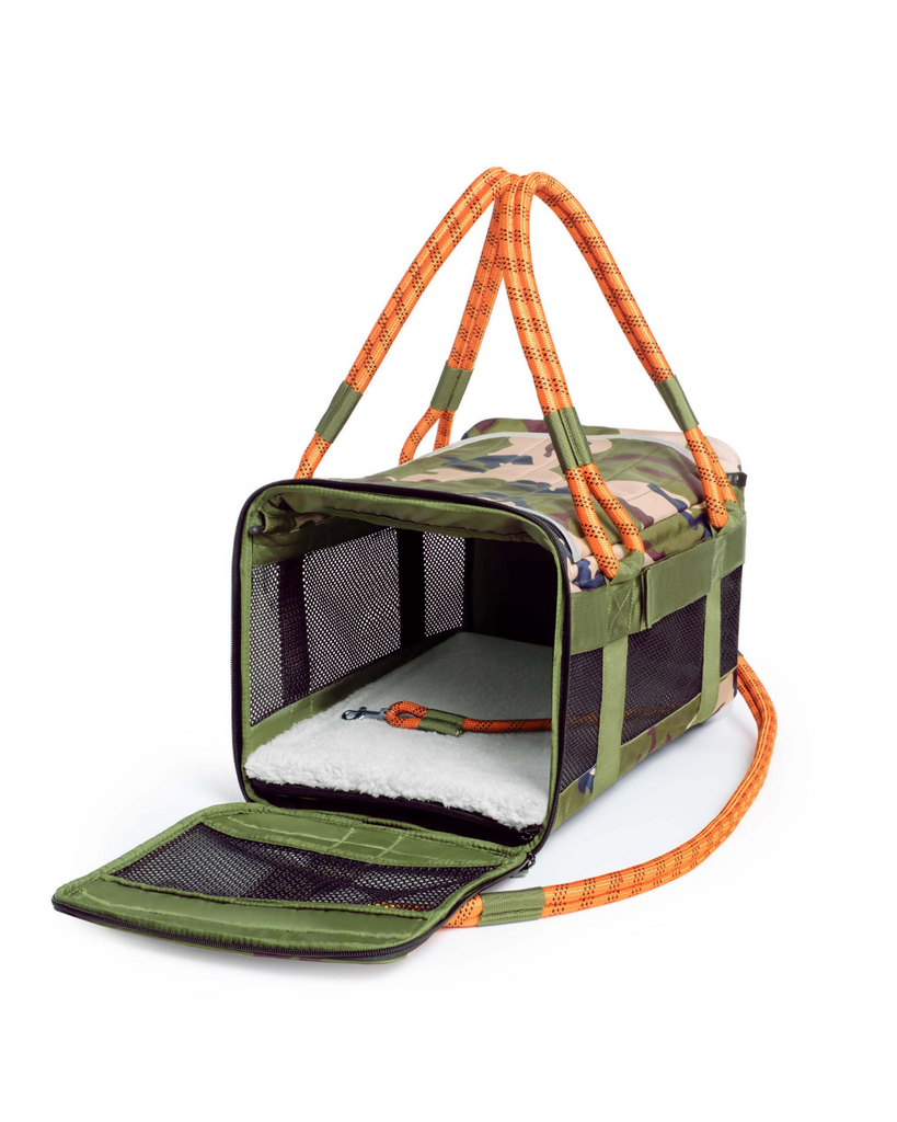 Out-Of-Offfice Pet Carrier Pro Edition in Camo with Orange Straps Carry ROVERLUND   