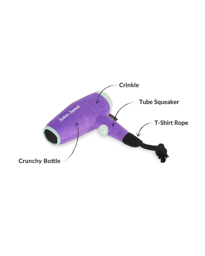 Howlin' Hair Dryer Squeaky Plush Dog Toy Play P.L.A.Y.   