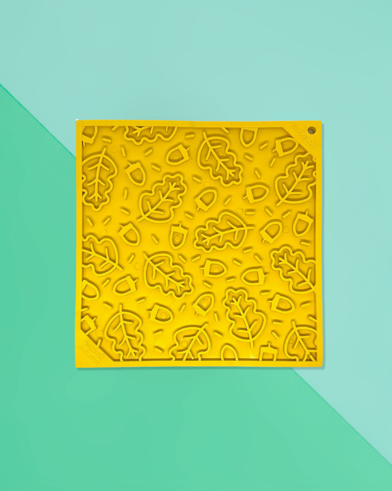 Autumn Leaves Dog Lick Mat (Made in the USA) Eat SODA PUP