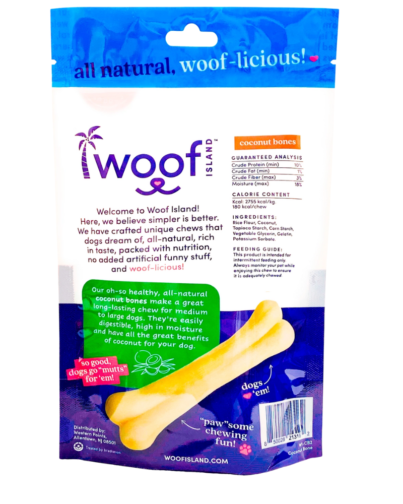 All Natural Coconut Dog Bone Treat (2-Pack) Eat WOOF ISLAND   