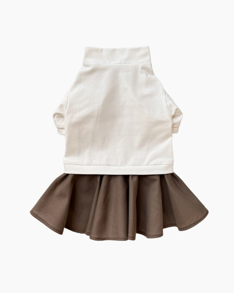 Soft Dog Dress in White & Brown Wear COLETTE ET GASTON