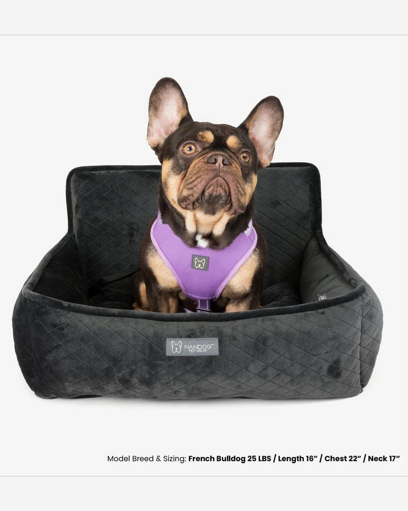Dark Grey Quilted Dog Car Seat Carry NANDOG Large  