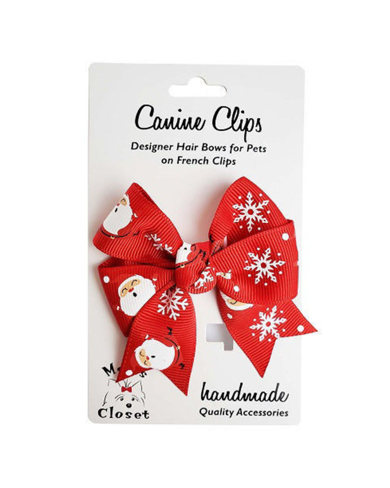 Santa's Snowflake Dog Hair Bow Wear CANINE CLIPS