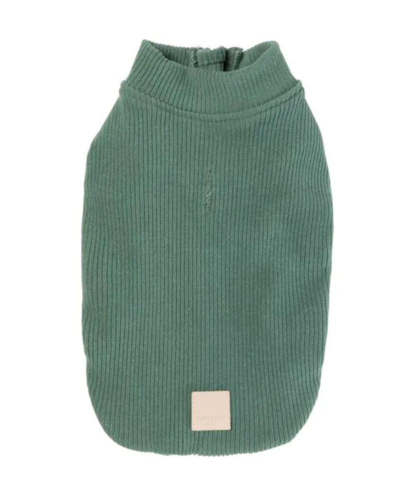 Ribbed Knit Dog Pullover in Myrtle Green Wear FUZZYARD