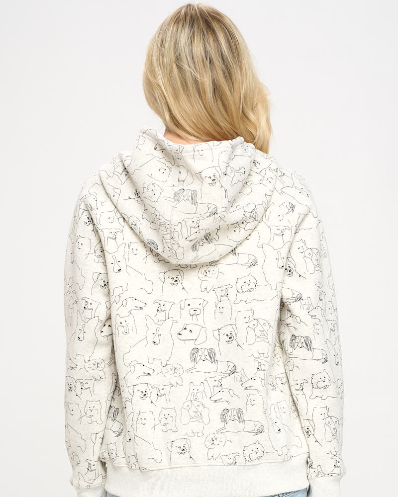 Dog Print Human Zip Up Hoodie in Grey (FINAL SALE) Human SM WARDROBE   