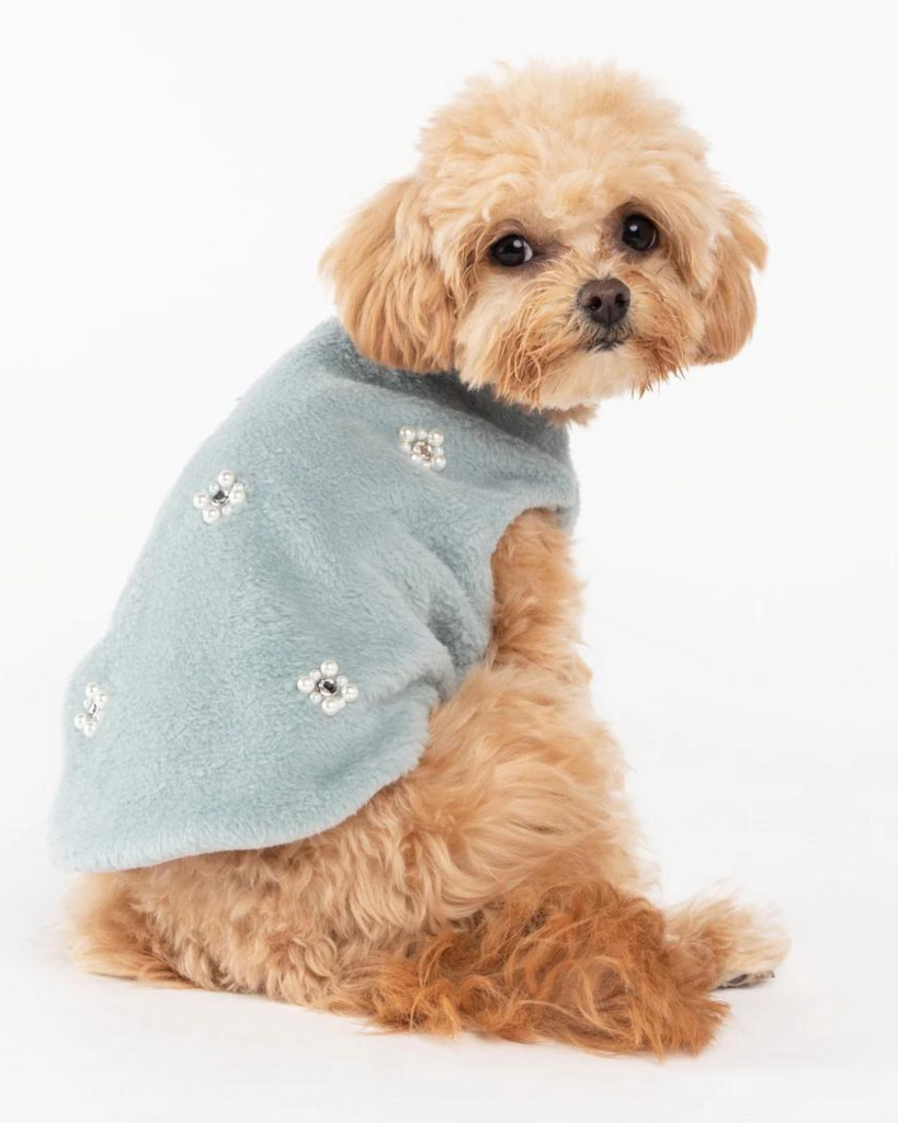 Embellished Fur Dog Vest in Soft Green (FINAL SALE) Wear MIMINKO   