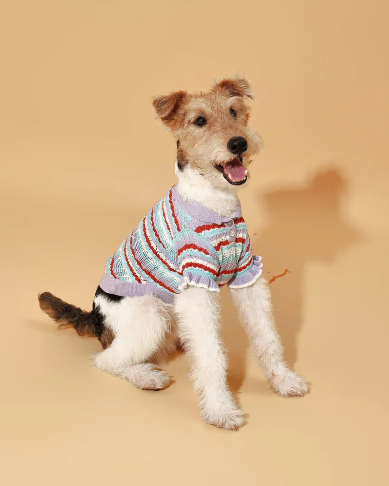 Lavender Ruffle Sleeve Crochet Shirt for Dogs Wear BARKBARK BABY