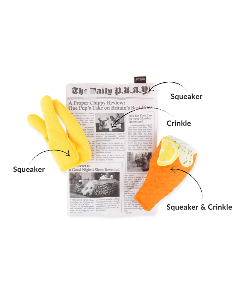 International Classic Fish Chippy & Chews Plush Dog Set PLAY P.L.A.Y.