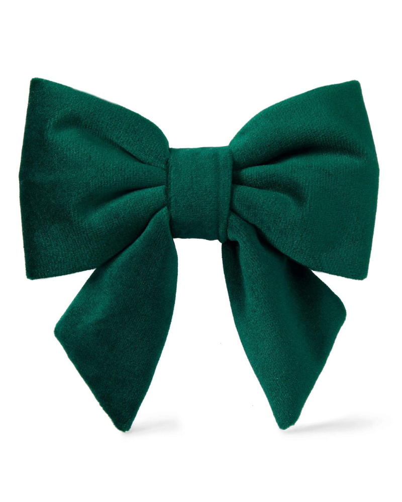 Forest Green Velvet Lady Dog Bow Wear THE FOGGY DOG   