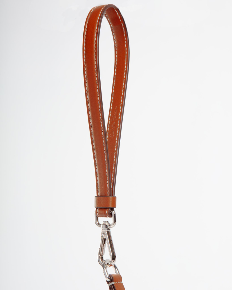 Leather Dog Leash in Tobacco Brown (Made in Italy) Walk CARLOTTA PALERMO