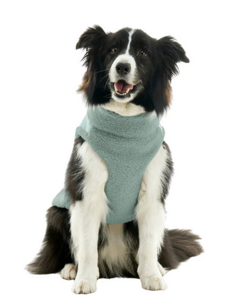 Zip Up Sherpa Dog Harness Vest in Green Wear GOOBY