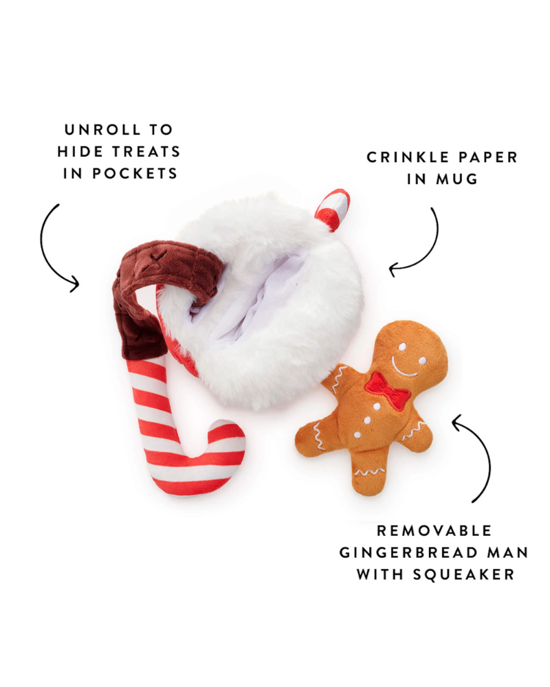 Holiday Hot Cocoa Interactive Snuffle Dog Toy PLAY THE FOGGY DOG