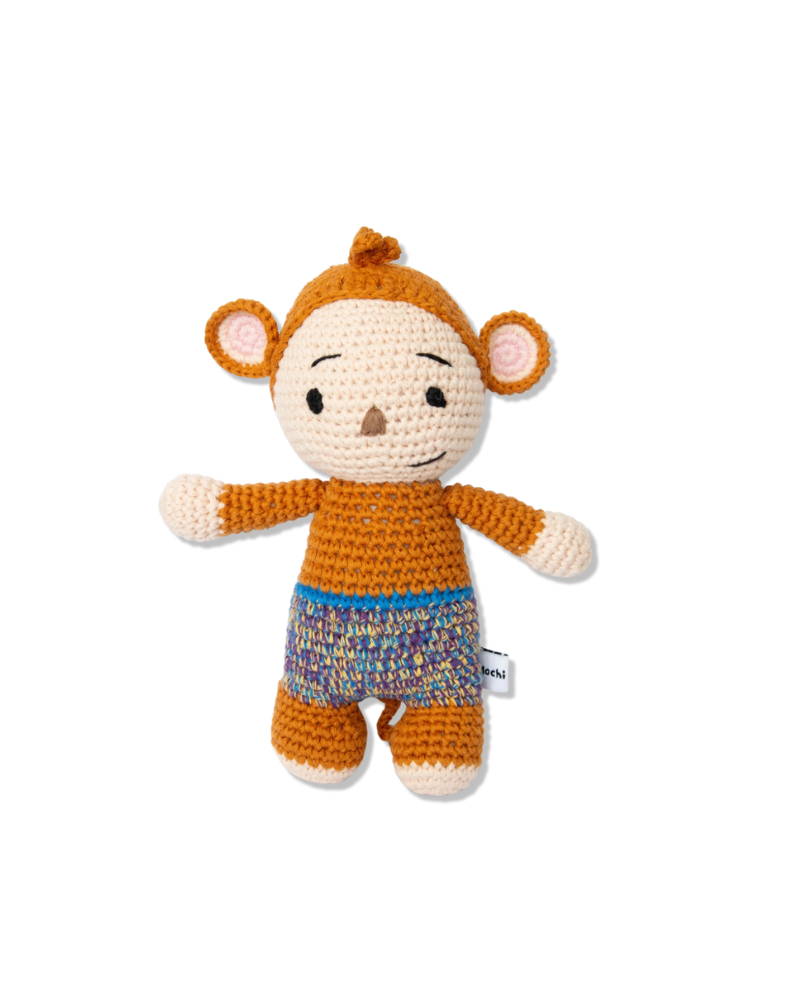 Mick the Monkey Squeaky Knit Dog Toy Play MOCHI & KONA