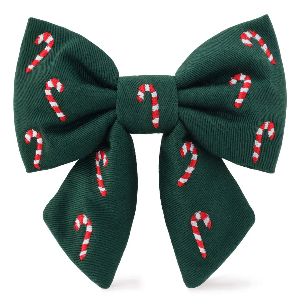 Holiday Candy Canes Embroidered Dog Lady Bow (Made in the USA) Wear THE FOGGY DOG