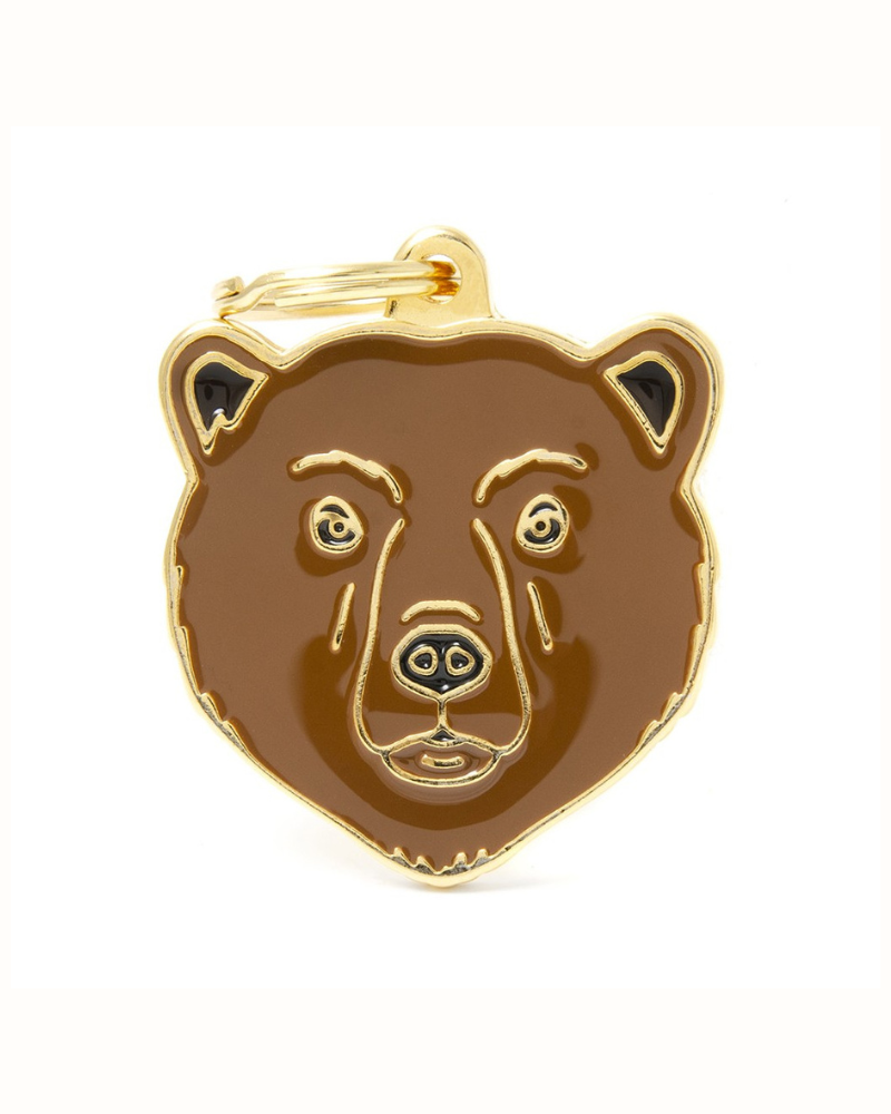 Brown Bear Custom Pet ID Tag Wear MY FAMILY   