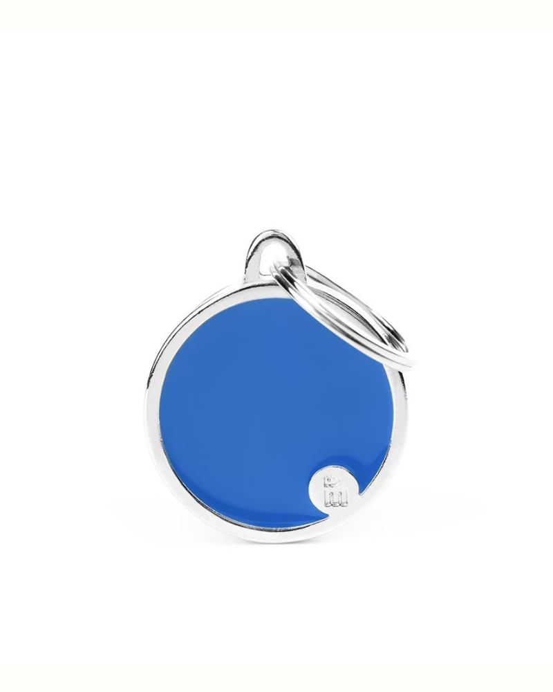 Handmade Circle Tag in Blue Custom Pet ID Tag Wear MY FAMILY   