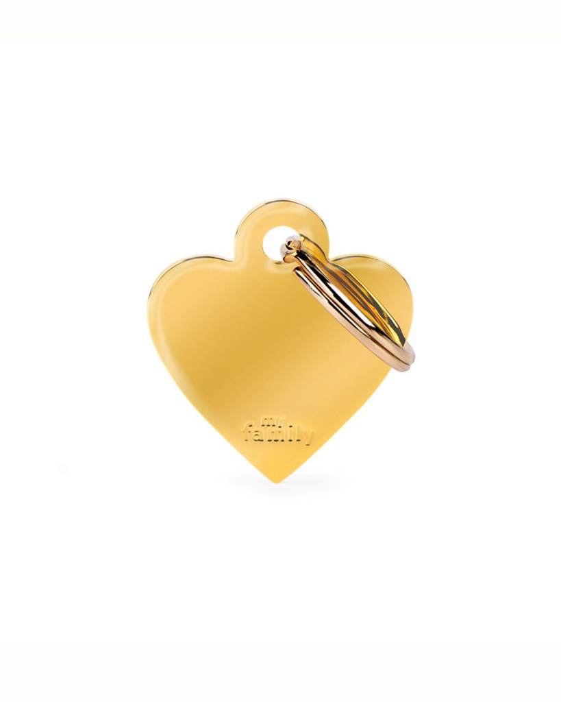 Sweet Heart in Golden Brass Custom Pet ID Tag Wear MY FAMILY   