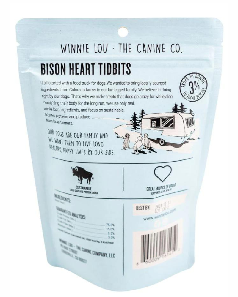 Bison Heart Tidbits Freeze-Dried Dog Treats Eat WINNIE LOU   