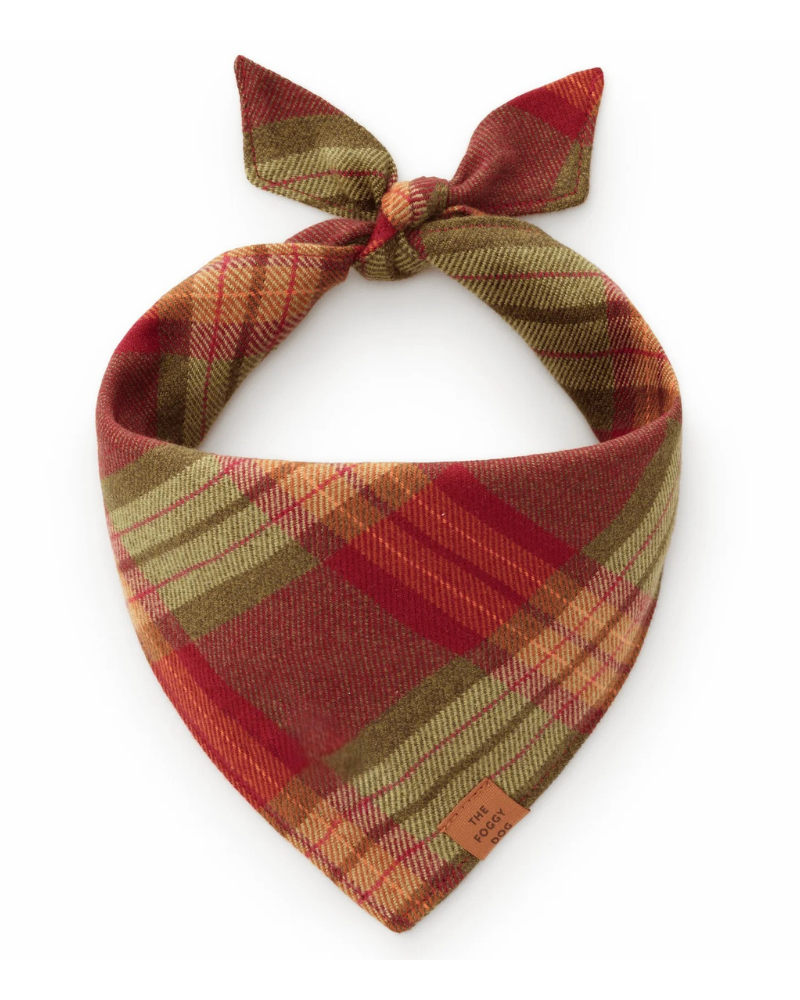 Orchard Plaid Flannel Dog Bandana (Made in the USA) Wear THE FOGGY DOG