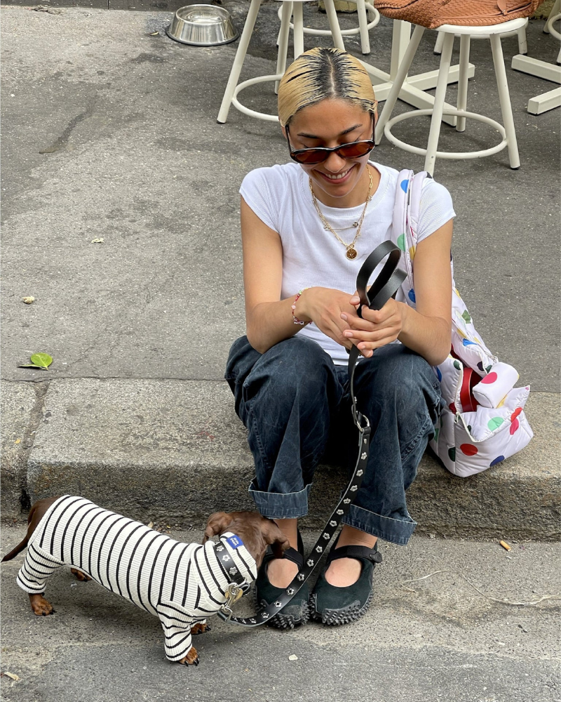 Flower Power Dog Leash in Midnight WALK LITTLE BEAST